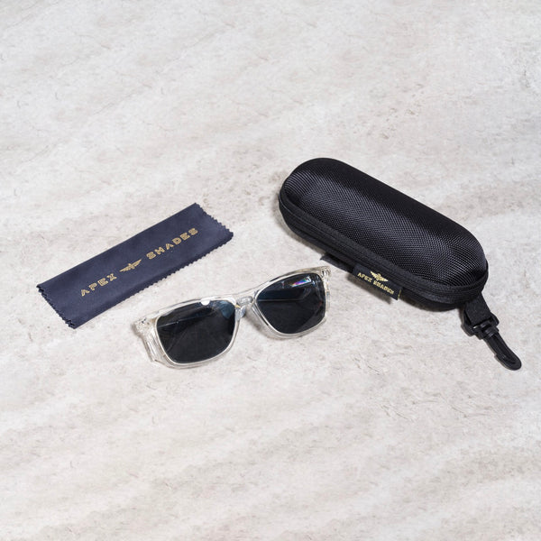 Clear frame polarised safety glasses
